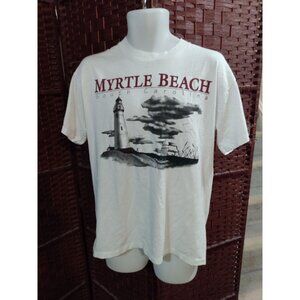 Vintage 90s Myrtle Beach T Shirt Single Stitch lighthouse Sailboat Large